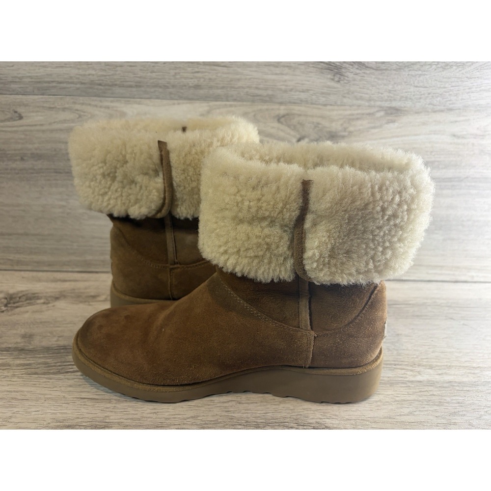 UGG Amie Chestnut Suede Shearling‎ Slim Profile Mid Calf Boots Women's Size 9 - Picture 5 of 8